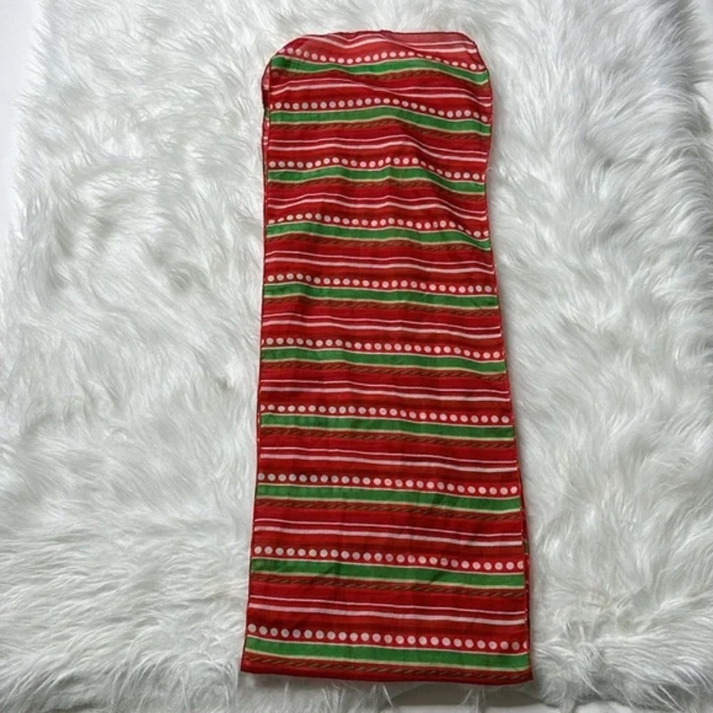 Green and Red Striped Holiday Scarf 60 inches long